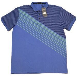 CAVIAR DREMES Mens XL Blue Geometric‎ Stripe Golf Polo Shirt